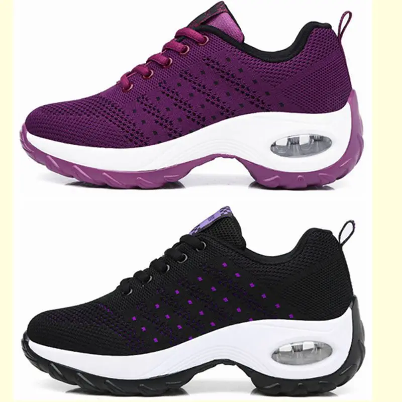 Zapatos Deportivos transpirables con suela de aire para mujer, zapatillas para correr, caminar al aire libre, trotar, tejido volador, ocio, 2020