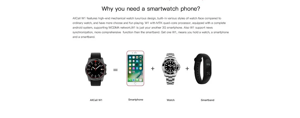 ALLCALL W1 3GWatch-Phone MTK6580 четырехъядерный 2 ГБ/16 ГБ gps MP4 Android 5,1 BT 4,0 Wifi соединение Smartwatch телефон