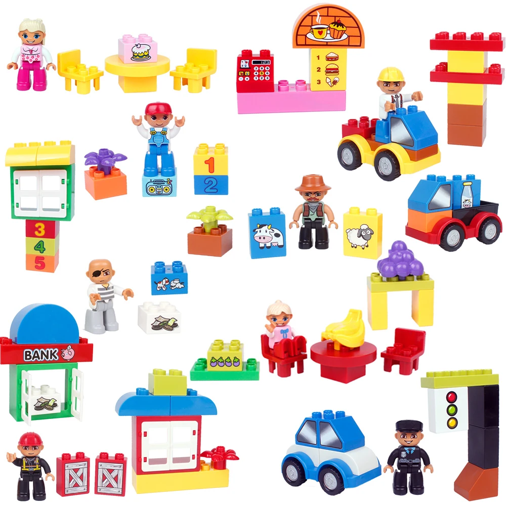 

Building Blocks Accessories Castle House Furniture Chair Phone Animals Figures Compatible With Legoes Duplo Hobby Toys for Girls