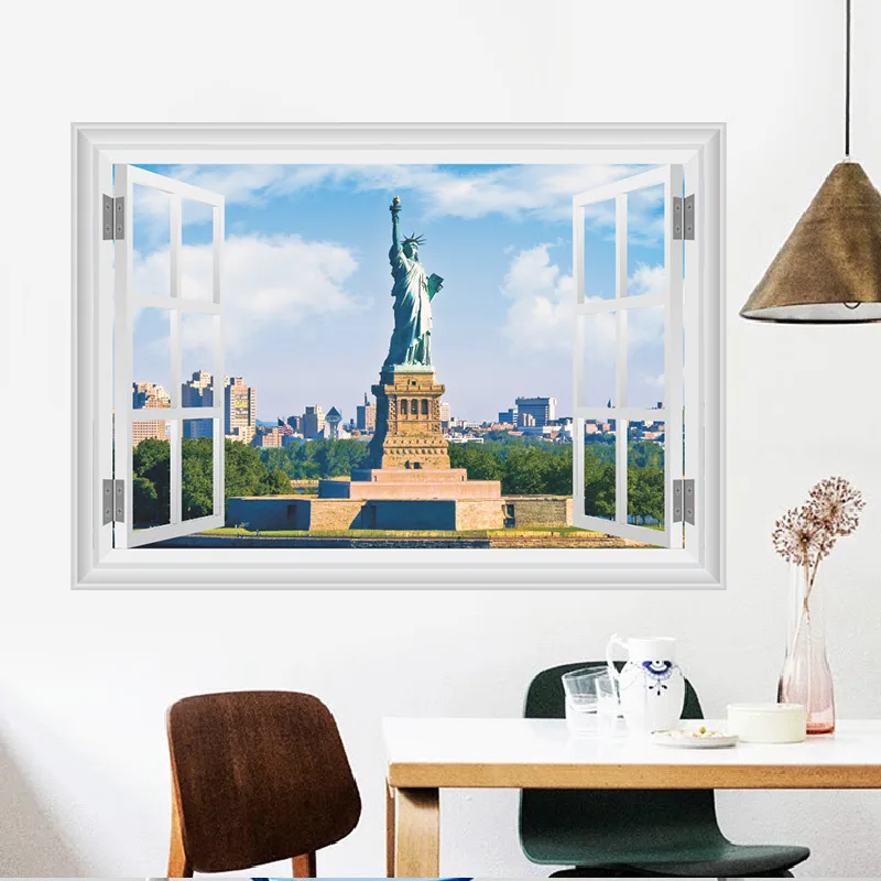 ZY14186 стиль 3D Статуэтка окна Спальня настенное украшение, настенное наклейки на стену