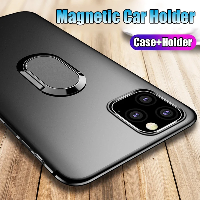 Роскошное кольцо на палец чехол для IPhone 11 Pro Max Coque чехол автомобильный Магнитный Кронштейн-6,1 дюймов