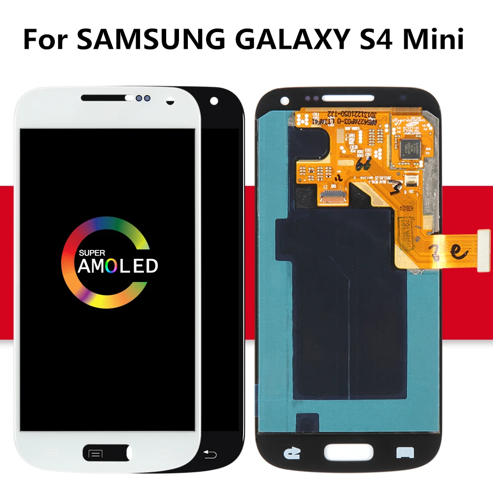 Оригинальный Super AMOLED для SAMSUNG GALAXY S4 Mini сенсорный экран дигитайзер в сборе i9190 i9195