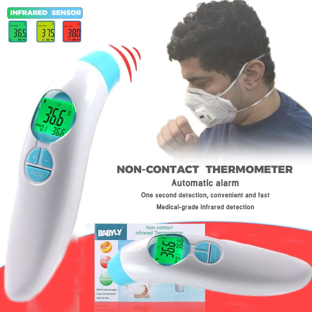 

Baby Thermometer Medical Body Infrared Accurate Ear Forehead LCD Digital Measure Portable, Non-contact, IR Body Object Temperatu