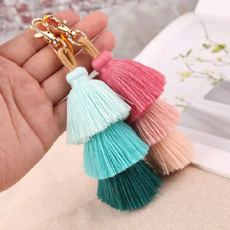 1Pcs Colorful Bohemian Tassel Bag Charm Keychain Handbag Pendant LD 
