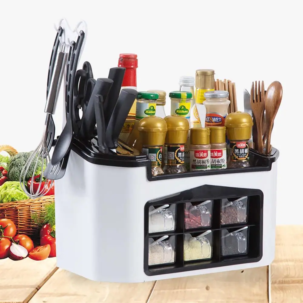 Kitchen Seasoning Box Spice Jar Container Spice Rack Organizer Kinfe Holder Block Kitchen Rack Storage Self Box Multifunctional