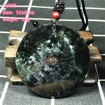 

Natural Round Green Seraphinite Pendant Necklace Jewelry For Woman Men Lucky Crystal Beads Stone Adjustable Rope Chains AAAAA