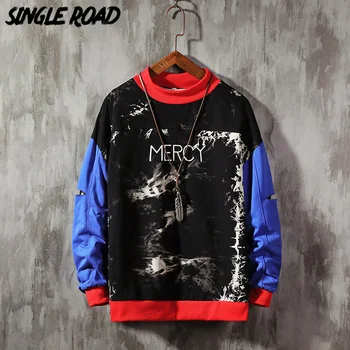 

SingleRoad Men's Crewneck Sweatshirt Men 2020 Spring Tie Dye Patchwork Japanese Streetwear Harajuku Hoodie Men Sweatshirts Male