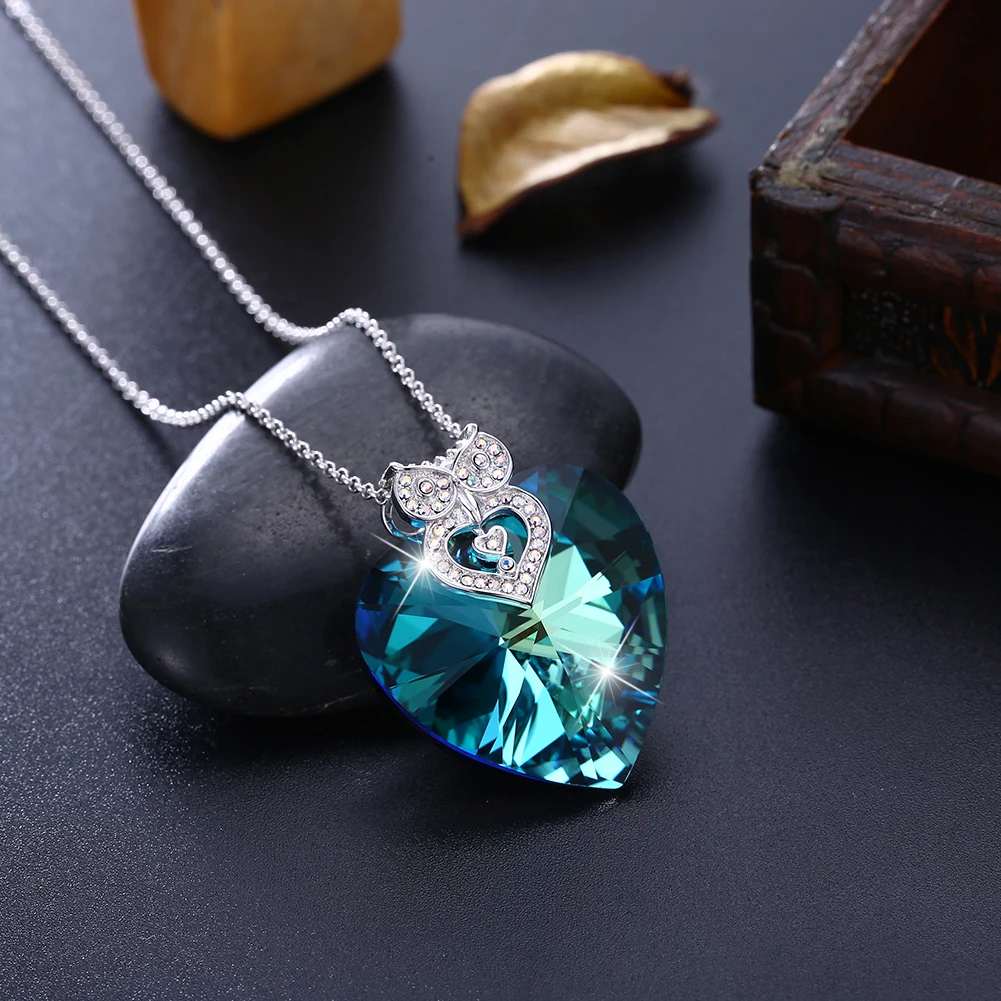Кулон в виде совы с голубым кристаллом ожерелье кристаллами Swarovski серебро 925