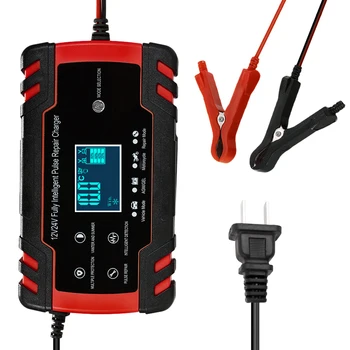 

12V 8A 24V Full Automatic Car Battery Charger Power Pulse Repair Chargers Wet Dry Lead Acid Battery-Chargers Digital LCD Display
