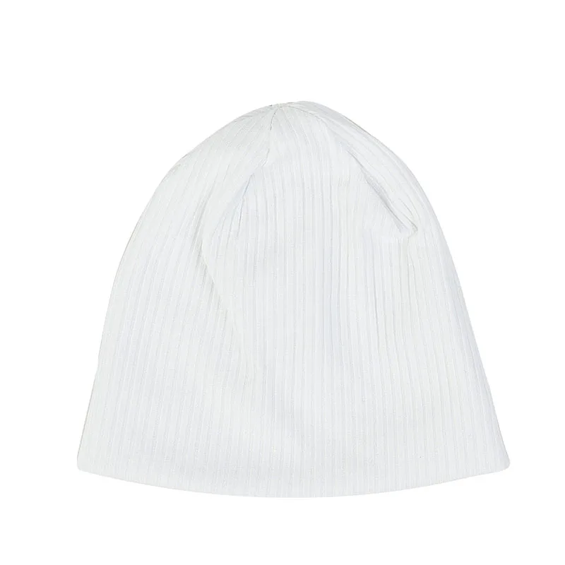 Geebro/милые ребристые хлопковые шапки-бини для новорожденных девочек; детские вязаные шапки-бини; сезон осень-зима; шапки для новорожденных; подарки - Цвет: White-S