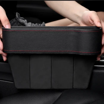 

Console Organizer Universal Car Seat Side Keys Interior Cards Storage Box PU Leather Exquisite Water Cup For Wallet Pocket