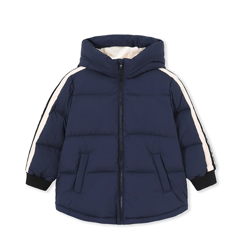 Пуховая куртка для мальчиков детская одежда осень-зима г. Новое Детское плотное теплое пальто куртка с капюшоном - Цвет: Dark blue