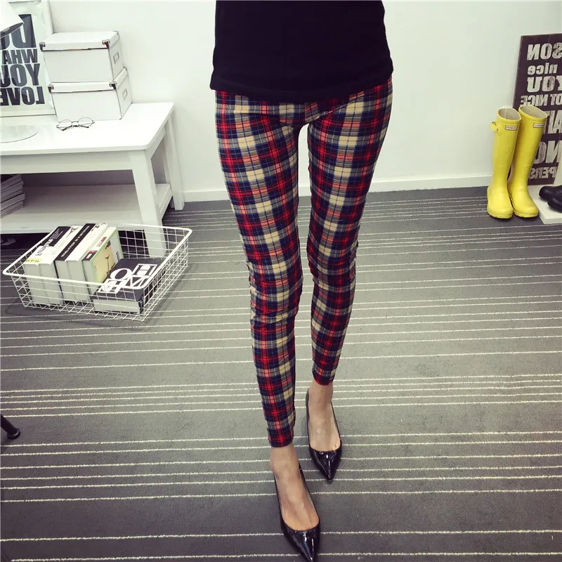 

CHSDCSI Sexy Legging Gilr Fitness Jeggings Push Up Women Polyester Stretching Floral Plaid Print Pants Middle Waist