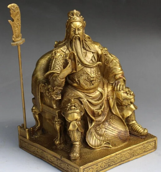 1" Китайский Бронзовый сиденье платье с драконами guan Gong Yu Бог войны рыцарь статуя R0707 B0403