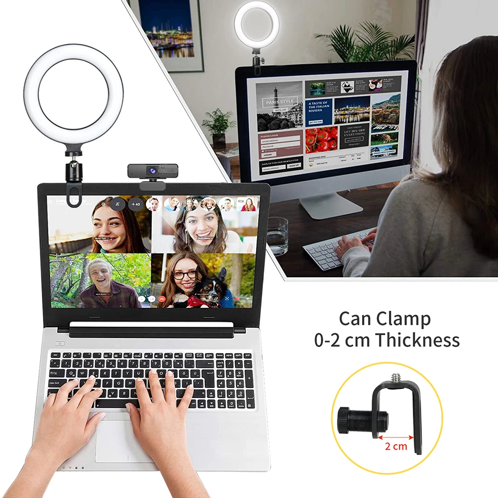 Illuminazione a LED con luce ad anello da 16CM con Clip sul Computer  portatile per videoconferenze Zoom Webcam Chat Live Streaming  -  AliExpress