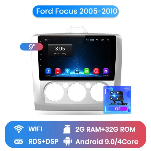 Junsun 2G+ 32G Android 8,1 для Focus 2005-2010 Авто 2 din автомагнитола стерео плеер Bluetooth gps навигация No 2din dvd solt - Цвет: 2-32G for wifi
