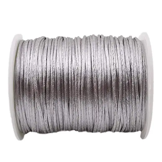 Bite Bites 1pc Satin Silk Rope Nylon Cord Colorful 1mm 80m Baby Teether Accessories Teething Necklace Rattail Cord DIY Tool Toys Grey Rope