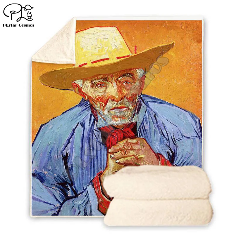 

Plstar Cosmos Van Gogh Oil Painting funny character Blanket 3D print Sherpa Blanket on Bed Home Textiles Dreamlike style-7