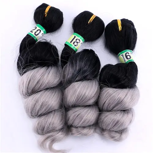 FSR 16, 18, 20 дюймов, 3 шт./партия, волнистые волосы, волнистые, 613#, двойные уток, синтетические волосы для наращивания - Цвет: T1-dark grey