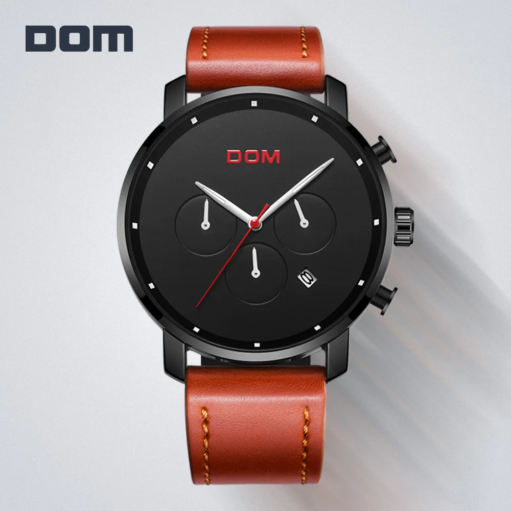 DOM мужские часы от топ бренда роскошные модные хронограф мужчинам