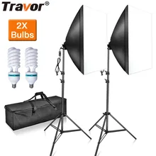 Travor Фотостудия софтбокс комплект световой короб для фотографии с лампой и осветительной подставкой для цифровая зеркальная камера Студия