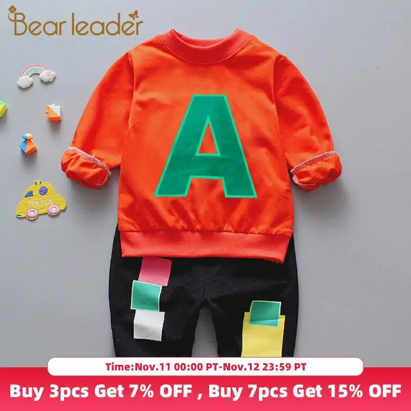 Костюм для мальчиков Bear Leader милый весенне-осенний комплект из Свитера и брюк с