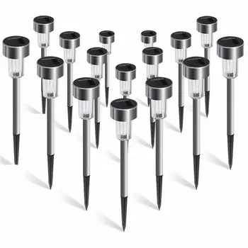 

16PCS/Pack LED Solar Stainless Steel Garden Light Outdoor Landscape Path Lawn Lamp for Yard/Doorway/Park/Square/Walkway/Driveway