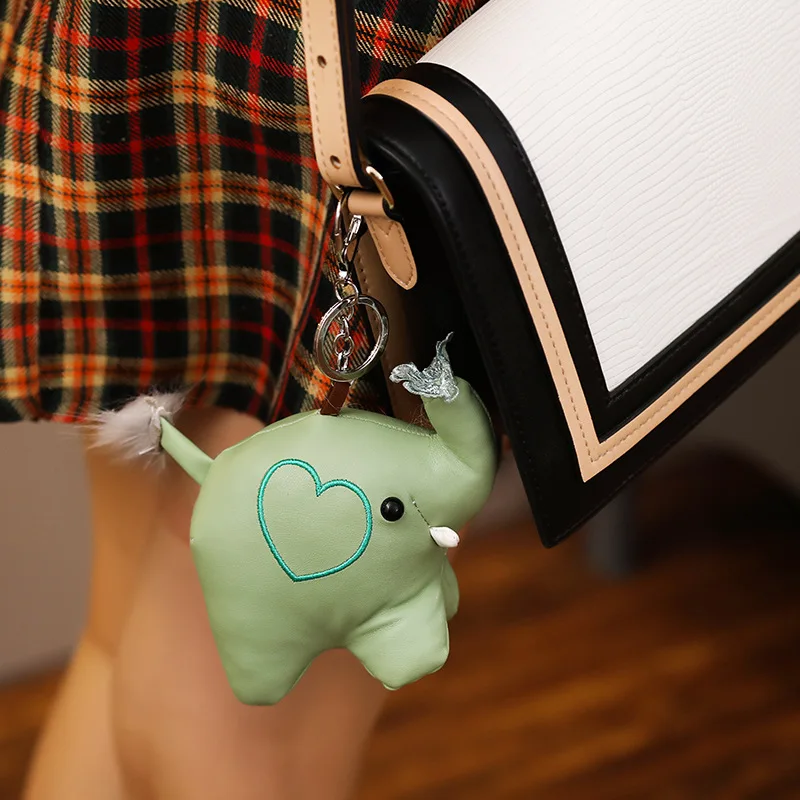 2pcs 15cm Dorable Plush Animal Shape Bear Keychain Stuffed Colorful Rabbit Pendant Lovely Elephant for Girl and Children Gifts