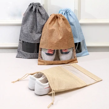 Women Men Portable Dustproof Organizer Drawstring Shoe Bags Travel Suitcase Travel Cosmetic Cloth Bags Pouch Packing Shoes Bags