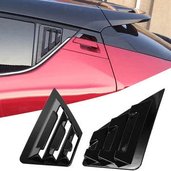 

Bright Black Rear Triple-cornered Window Louver Shutter Cover Trim for Toyota C-HR CHR 2016 2017 2018 2019