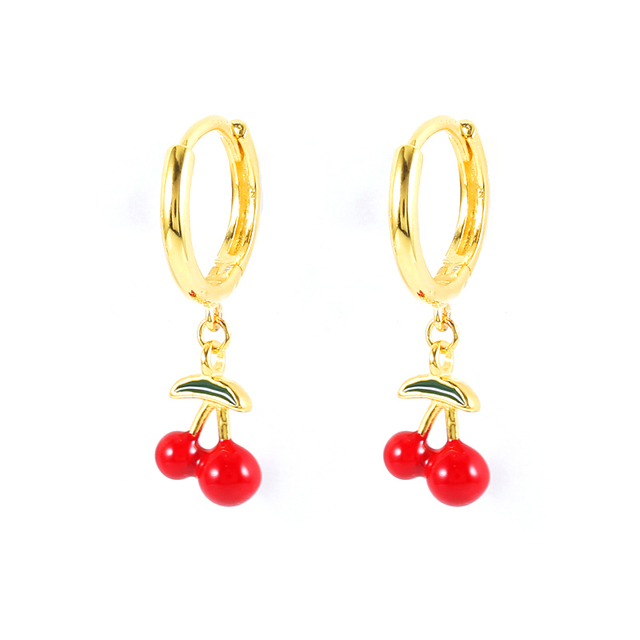 925 Sterling Silver Colored Enamel Fruit Pendant Dangle Earrings Summer Collection Strawberry Avocado Cherry Charm Earrings