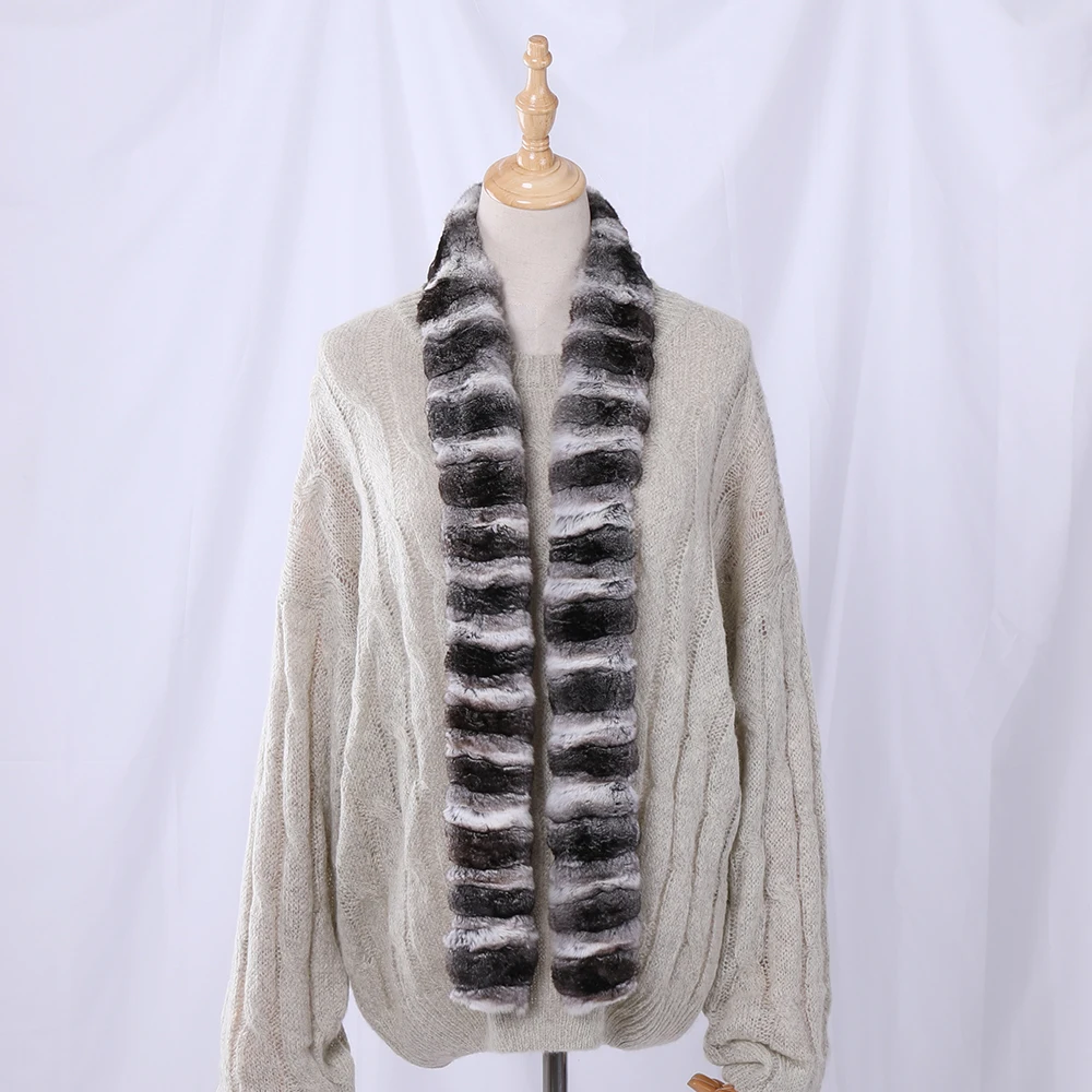 

Highend Quality Women's Genuine 100% Real Chinchilla Fur Scarf Scarves Boa Scarf Natural Color Lady Fashion Wraps Neck Warmer