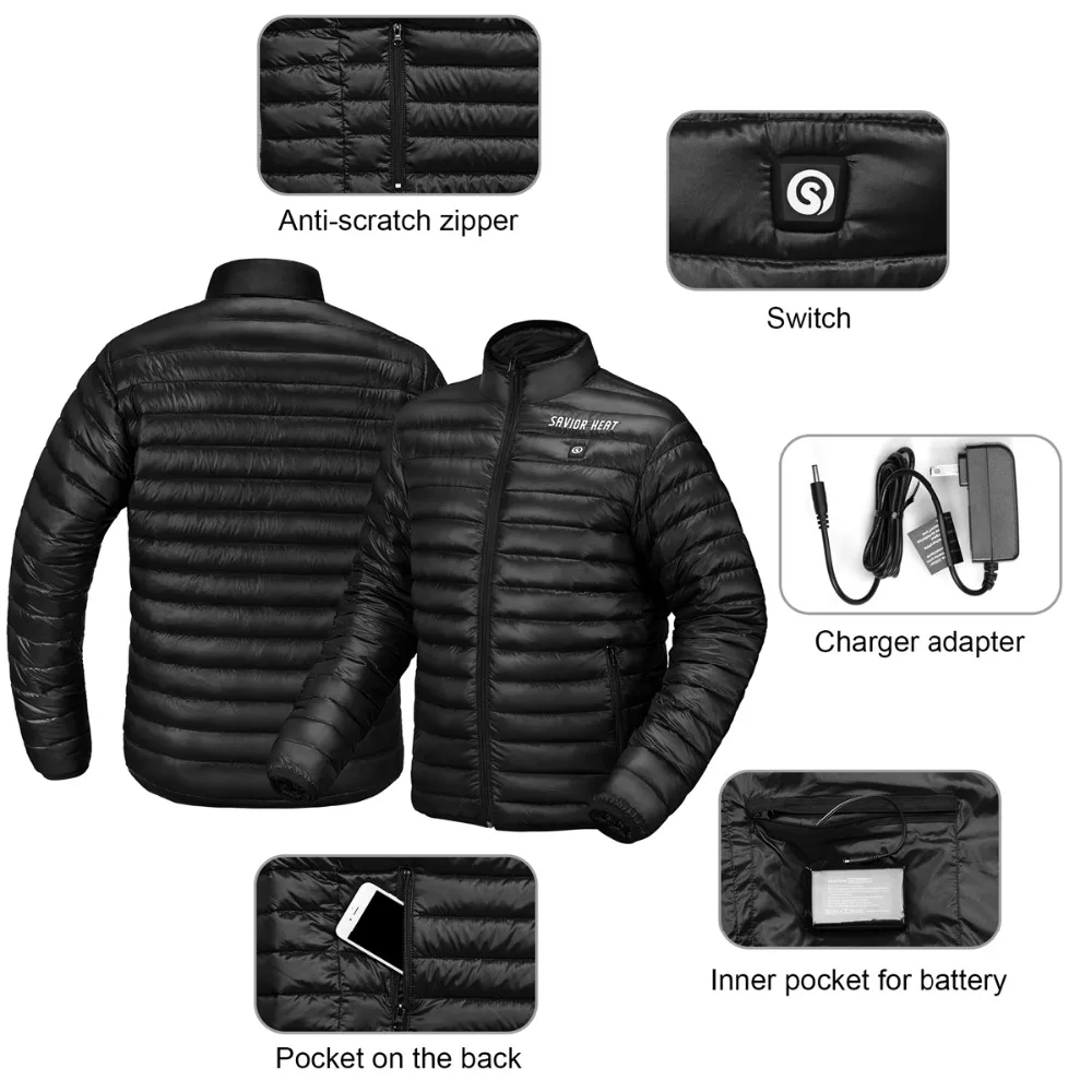 Спаситель зимний теплый пуховик наружная батарея нагревающая одежда теплая уличная походная теплая куртка