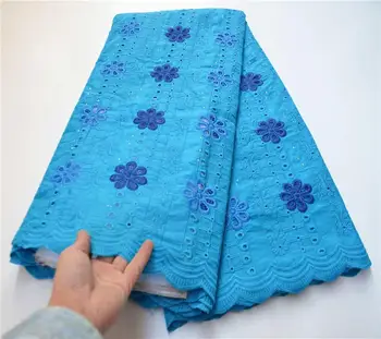 

Blue embroidery Swiss Voile Lace Fabric With Stones African lace fabrics 100% cotton Swiss voile lace in Switzerland PSA965-1
