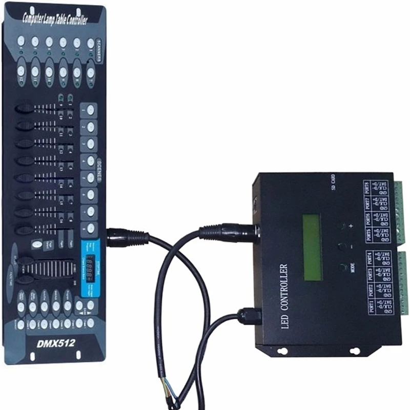 Светодиодный программируемый контроллер ПК программное обеспечение 8192 Пиксели подключаться к DMX512 контроллер 8 портов-производственная линия/Оборудование для автономная/устройство для чтения sd-карт