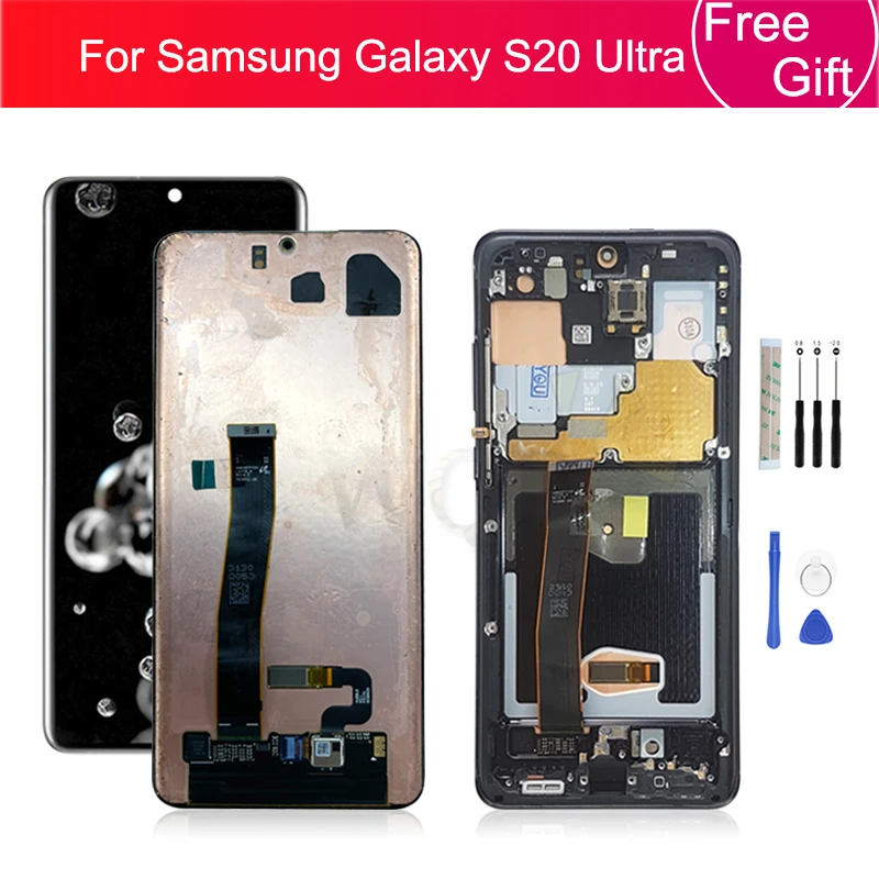 For Samsung Galaxy S20 Ultra Lcd G988 G988F G988B/DS Display Touch Screen Digitizer Assembly with Frame repair parts 6.9&quot | Мобильные