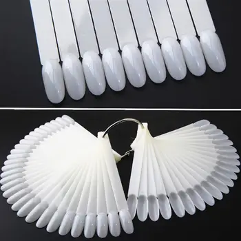 

2 Sets Fan-Shaped Nail Color Display Chart Nail Color Showing Shelf Professional Pointed Nail Tips Polish Sticks (50pcs/Set)