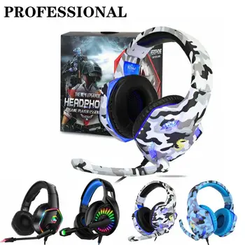 

Professional Led Light Camouflage Gaming Headphones For Xbox Computer PS4 Bass Stereo PC Gamer Over Ear With Mic Wired Headset