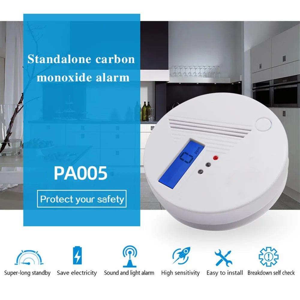 Venta caliente GauTone-Alarma de Detector de CO independiente de alta sensibilidad para el hogar, alarma de intoxicación por monóxido de carbono, protección de seguridad NyoXrL5gQ