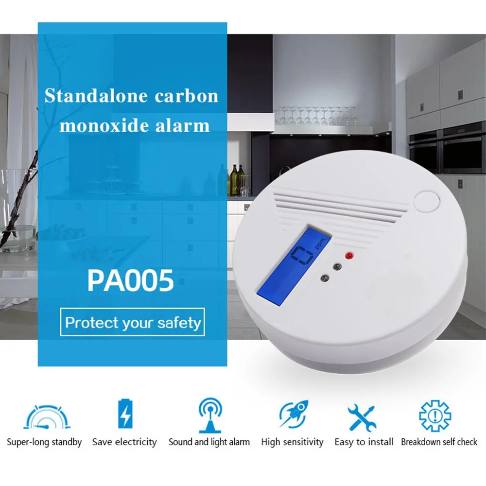 GauTone-Alarma de Detector de CO independiente de alta sensibilidad para el hogar, alarma de intoxicación por monóxido de carbono, protección de seguridad