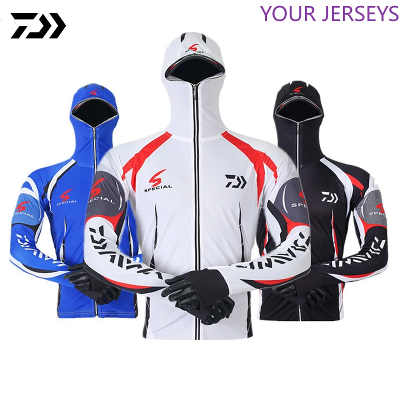 

Daiwa Clothes Fishing Shirt Jacket Ice Silk Quick Dry Sports Clothing Sun Protection Face Neck Anti-UV Breathable Hooded
