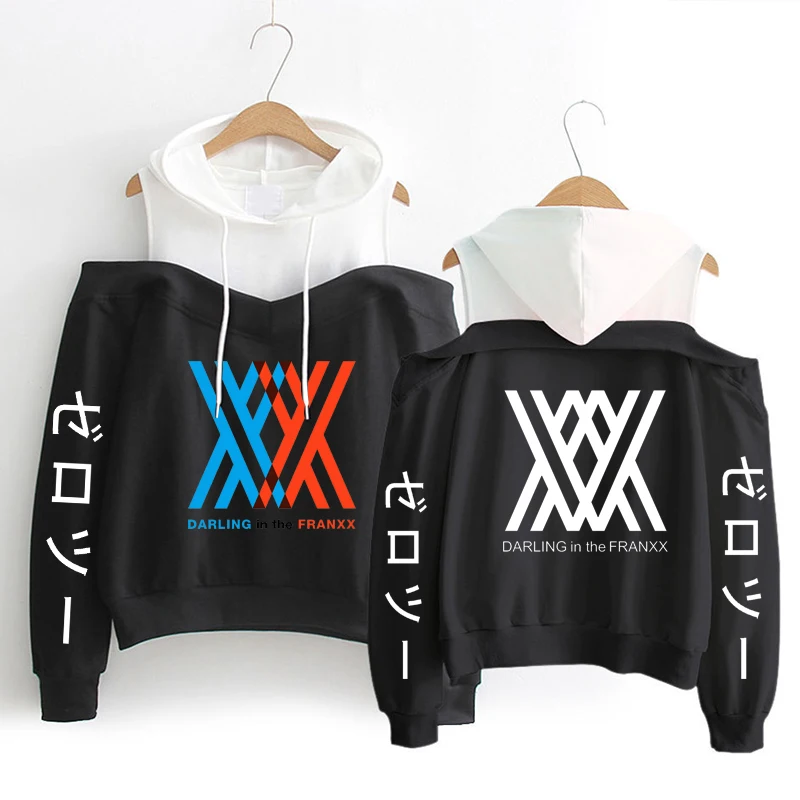 

New Women Sweatshirt Darling In The Franxx Harajuku Hooded Female Off Shouder Hoodies Lady Sweatshirt Autumn Tops Streetwear
