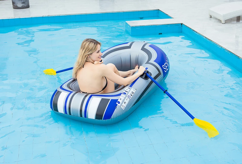 1-2 Person Thickening PVC Inflatable Boat Raft River Lake Dinghy Boats Kayak Canoe Pump Drifting Fishing Rowing Air Boat and Oar