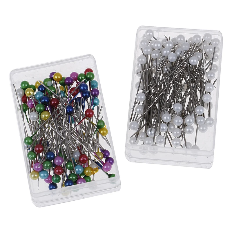 

100pcs/box 38mm Round Pearl Head Dressmaking Pins Weddings Corsage Florists Sewing Pin Mixed Color Accessories