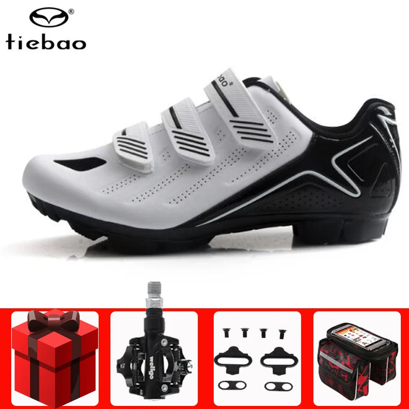 

Tiebao Cycling Shoes Men add SPD pedal Outdoor Sports MTB Bike Shoes TPU Breathable Athletic Racing Self-Locking Bicycle Shoes