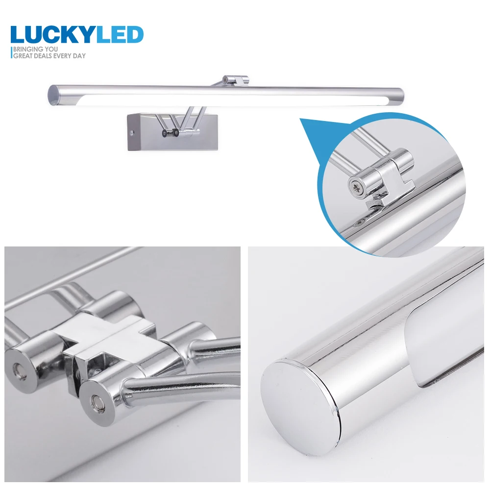 LUCKYELD Led Wall Light Bathroom  Mirror Vanity Light  Fixtures 8W 12W AC220V 110V Led Wall Lamp Waterproof  Sconce Silver Shell