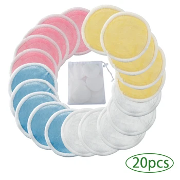

20 Pcs Colorful Makeup Remover Makeup Tool with Drawstring Laundry Bag
