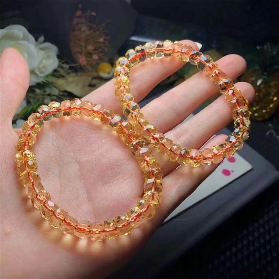 

9mm Top Natural Yellow Citrine Quartz Bracelet Jewelry For Woman Lady Man Wealth Gift Crystal Beads Clear Gemstone Strands AAAAA