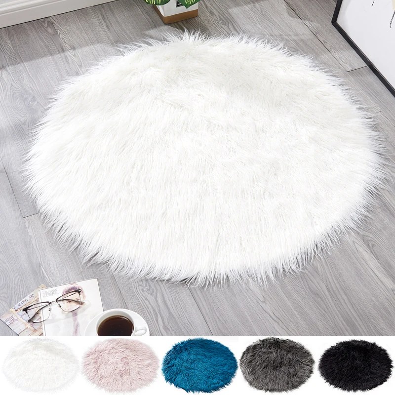 

Mongolian Decor Carpet Home Textile Beach Wool Round Carpet Sheepskin Area Rug Living Room Area Rug Fur Floor Sheepskin Mat D20