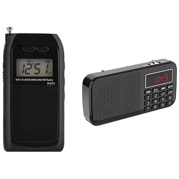 

2 Set Mini Radio Receiver: 1 Set FM Am Sw Mw Digital Tuning & 1 Set L-558AM MP3 FM AM MW Pocket Pluggable Card (Black)